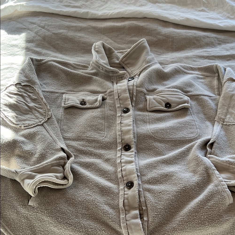 Free People Men's Light Tan Fleece Jacket